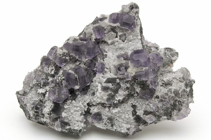 Purple Fluorite Crystals on Sparkling Quartz - China #94932
